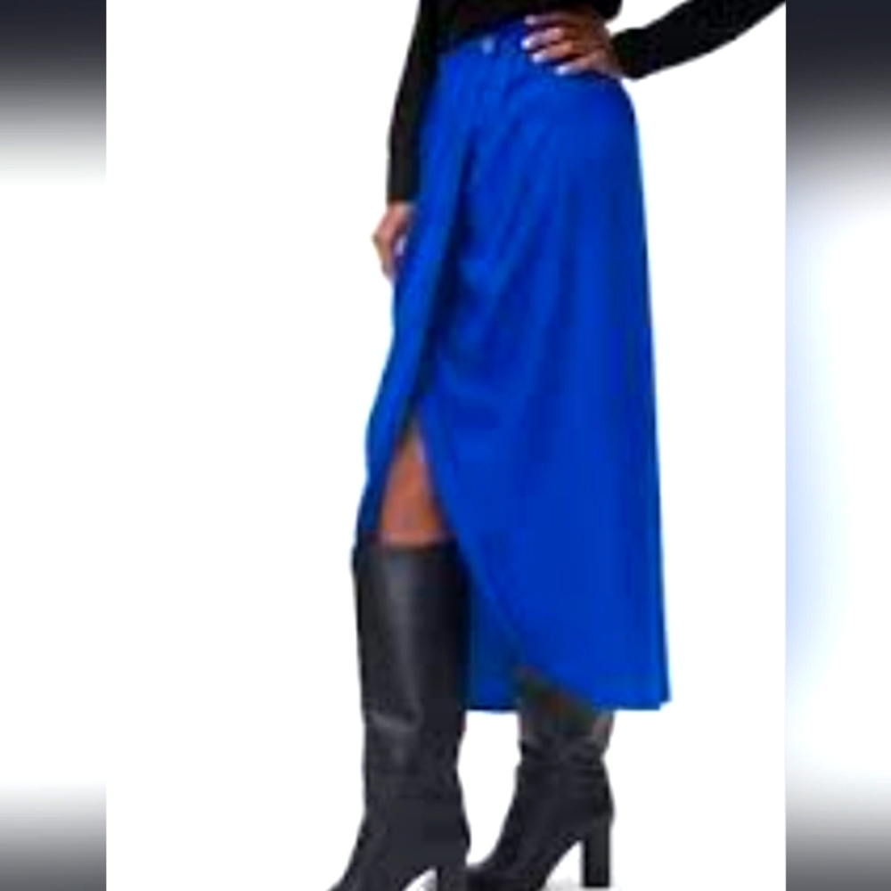 Zara Women's Cerulean Blue Maxi Wrap Front Slip Skirt Size Small